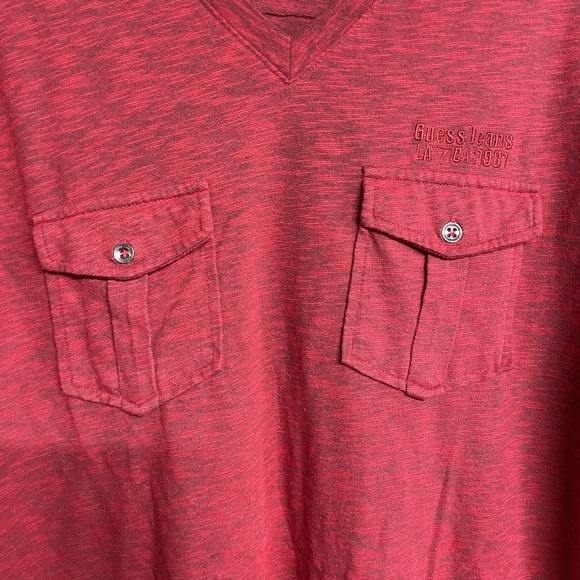 G by Guess Brand Men's XXL Short Sleeve T-shirt V-neck Red Classic - Picture 6 of 6